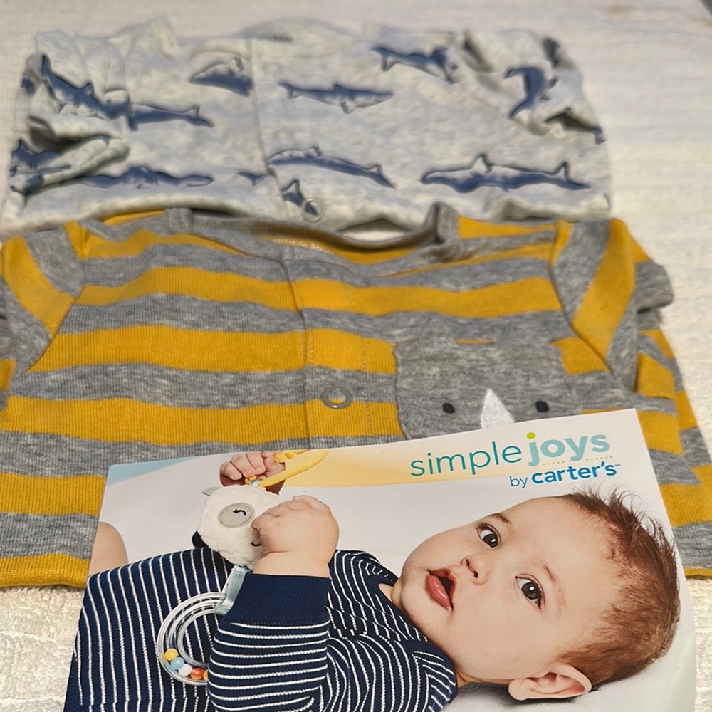 Carter's Gray and Yellow Striped Bodysuit Set